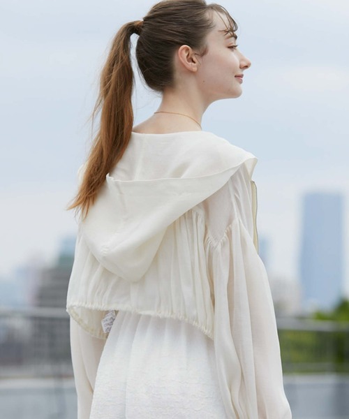 archives（アルシーヴ）の「シアーショートフーディ（その他アウター・レディース・アイボリー/ブラック/グレー/ブルーグレー/ブラウン・MEDIUM）」の2枚目の写真