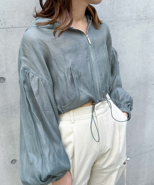 archives（アルシーヴ）の「シアーショートフーディ（その他アウター・レディース・アイボリー/ブラック/グレー/ブルーグレー/ブラウン・MEDIUM）」の4枚目の写真