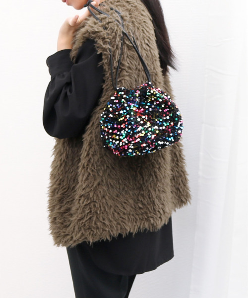 cache cache(カシュ カシュ)の「カシュカシュ cachecache / ベルベットスパンコールドロストバッグ(ショルダーバッグ・レディース・マルチ/ブラック/シルバー・FREE)」の21枚目の写真
