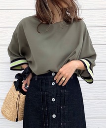 Q | ドルマンリブ５分袖トップス(シャツ/ブラウス)