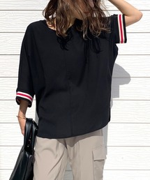 Q | ドルマンリブ５分袖トップス(シャツ/ブラウス)