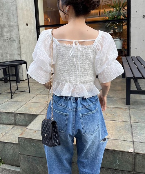 one after another NICE CLAUP（ワンアフターアナザーナイスクラップ）の「サイドカッティングデニム（デニムパンツ・レディース・ケミカルウォッシュ/インディゴブルー・SMALL/MEDIUM）」の7枚目の写真