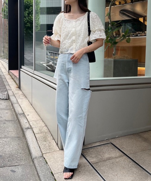 セール】サイドカッティングデニム（デニムパンツ）｜one after