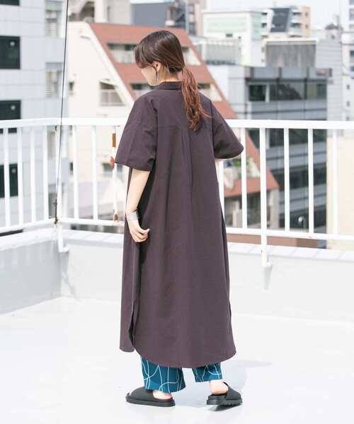 KBF（ケイビーエフ）の「BIGシャツワンピース（ワンピース・レディース・ダークブラウン/オフホワイト/ミント・ONE）」の13枚目の写真