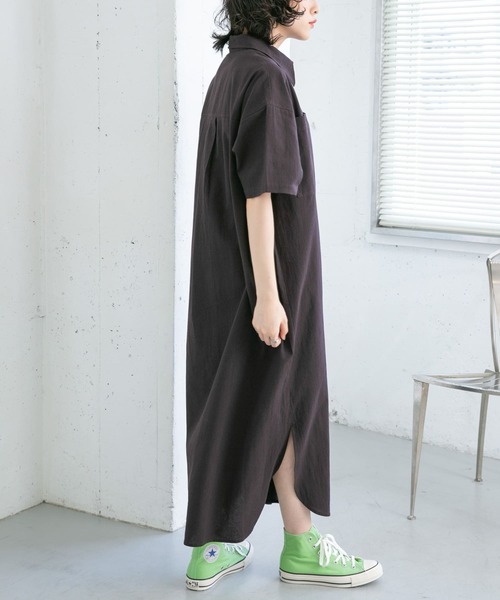 KBF（ケイビーエフ）の「BIGシャツワンピース（ワンピース・レディース・ダークブラウン/オフホワイト/ミント・ONE）」の21枚目の写真