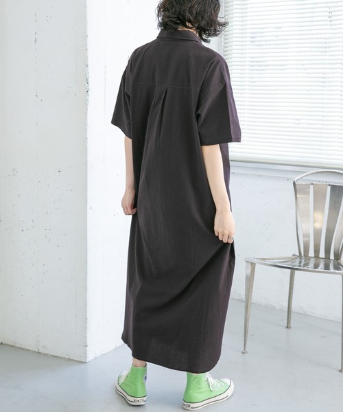 KBF（ケイビーエフ）の「BIGシャツワンピース（ワンピース・レディース・ダークブラウン/オフホワイト/ミント・ONE）」の22枚目の写真