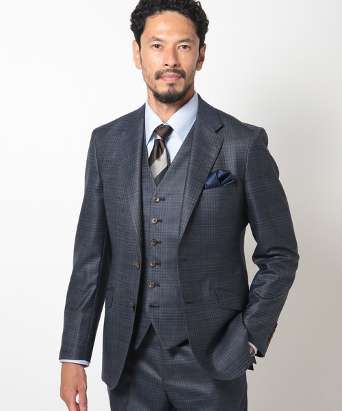MEN'S BIGI（メンズビギ）の「ブライトインディゴ調チェックストレッチスーツセットアップ＜同素材ベストあり＞（セットアップ・メンズ・ネイビー・01/02/03/04）」の19枚目の写真