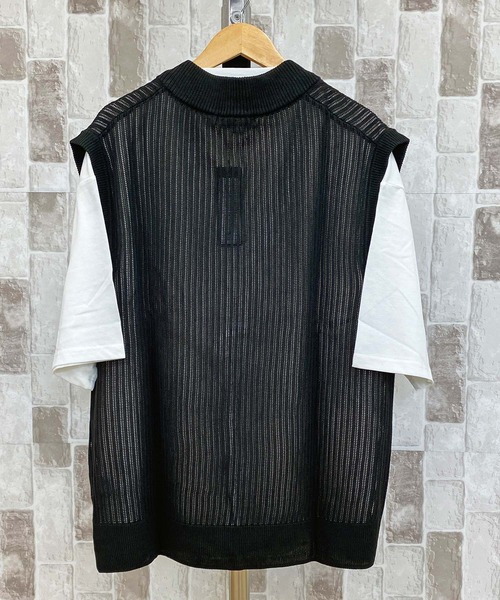 TopIsm(トップイズム)の「【2023】透かし編みVネックニットベストとTシャツ アンアサンブル(アンサンブル・メンズ・グレイッシュベージュ/ブルーグレー/ブラック/チャコールグレー・M/L)」の14枚目の写真