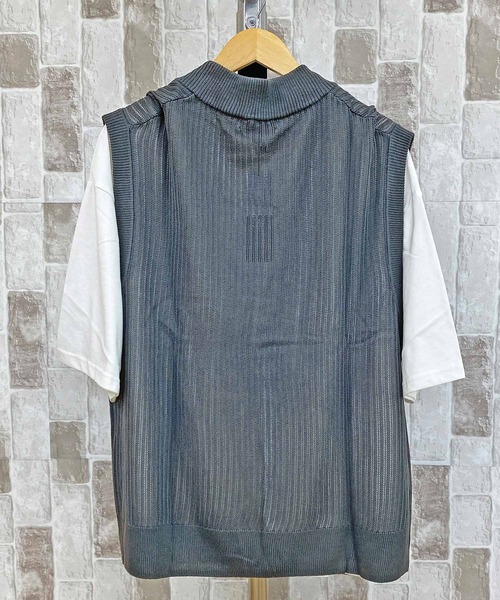 TopIsm(トップイズム)の「【2023】透かし編みVネックニットベストとTシャツ アンアサンブル(アンサンブル・メンズ・グレイッシュベージュ/ブルーグレー/ブラック/チャコールグレー・M/L)」の17枚目の写真
