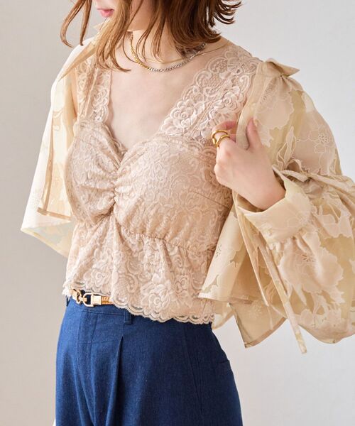 MAJESTIC LEGON（マジェスティックレゴン）の「カップ付きレースインナー（タンクトップ・レディース・ベージュ/アイボリー/ブラック・MEDIUM）」の4枚目の写真