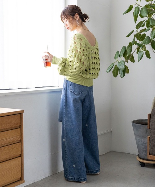 RAGEBLUE(レイジブルー)の「フラワー刺繍/DABOクラッシュデニム(デニムパンツ・レディース・ブルー/ネイビー/ブラック・FREE)」の14枚目の写真