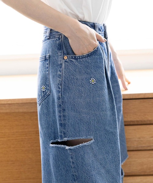RAGEBLUE(レイジブルー)の「フラワー刺繍/DABOクラッシュデニム(デニムパンツ・レディース・ブルー/ネイビー/ブラック・FREE)」の18枚目の写真