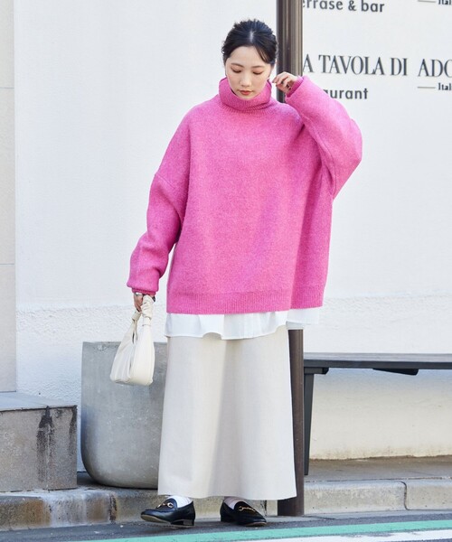 FREAK'S STORE(フリークスストア)の「限定展開 ミラノリブ ボリューム フレア ニットスカート(スカート・レディース・レッド/グリーン/ネイビー/ブラック/パープル/ナチュラル/モカ・SMALL/MEDIUM)」の16枚目の写真