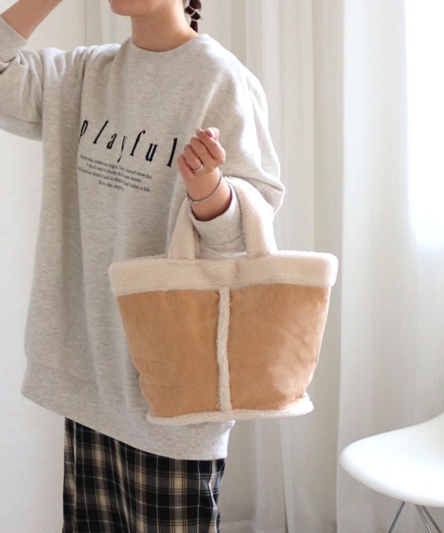 COLDE （コルデ）の「ムートン風トートバッグ（トートバッグ・レディース・ラベンダー/チャコールグレー/ベージュ/セージグリーン・FREE）」の20枚目の写真