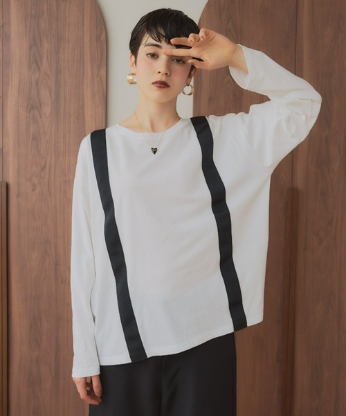 manana suerte（マニャーナスエルテ）の「サスペンダーデザイン ロングスリーブTシャツ（Tシャツ/カットソー・レディース・ホワイト/ブラック・FREE）」の4枚目の写真