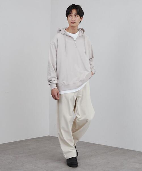 coen（コーエン）の「ビッグシルエットハーフジップパーカー（パーカー・メンズ・ライトグレー/ネイビー・M/L/XL）」の4枚目の写真