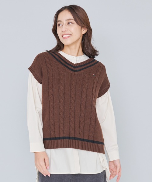 Arnold Palmer(アーノルドパーマー)の「チルデン ニット ベスト(ニット/セーター・レディース・ブラック/ブラウン・M/L/S)」の13枚目の写真