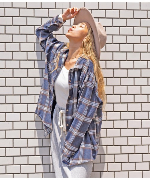 anap mimpi(アナップミンピ)の「ベイクカラーオーバーサイズチェックシャツ(シャツ/ブラウス・レディース・カーキ/ネイビー/キャメル・FREE)」の18枚目の写真