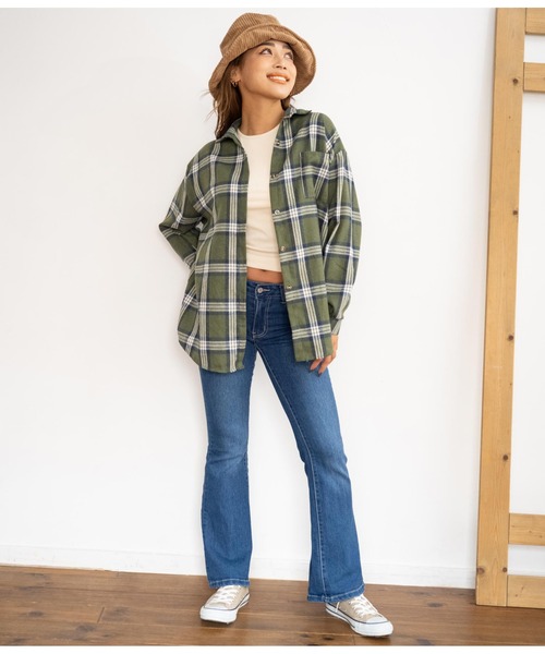 anap mimpi(アナップミンピ)の「ベイクカラーオーバーサイズチェックシャツ(シャツ/ブラウス・レディース・カーキ/ネイビー/キャメル・FREE)」の13枚目の写真
