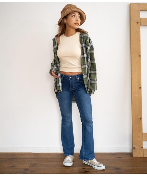 anap mimpi(アナップミンピ)の「ベイクカラーオーバーサイズチェックシャツ(シャツ/ブラウス・レディース・カーキ/ネイビー/キャメル・FREE)」の14枚目の写真