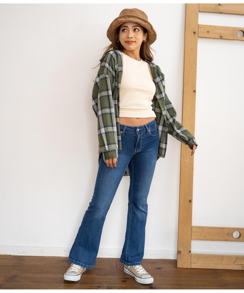 anap mimpi(アナップミンピ)の「ベイクカラーオーバーサイズチェックシャツ(シャツ/ブラウス・レディース・カーキ/ネイビー/キャメル・FREE)」の15枚目の写真