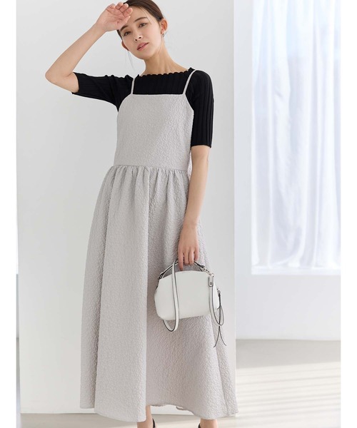 fifth（フィフス）の「ジャガードキャミワンピース（ワンピース・レディース・ブラック/オフホワイト/ベージュ/ライトグリーン/グレー・M）」の3枚目の写真