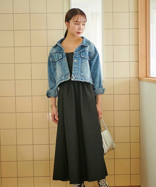 fifth（フィフス）の「ジャガードキャミワンピース（ワンピース・レディース・ブラック/オフホワイト/ベージュ/ライトグリーン/グレー・M）」の12枚目の写真