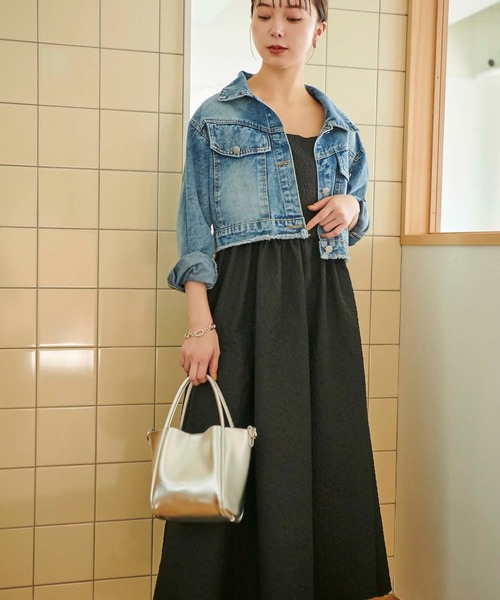 fifth（フィフス）の「ジャガードキャミワンピース（ワンピース・レディース・ブラック/オフホワイト/ベージュ/ライトグリーン/グレー・M）」の10枚目の写真