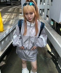 XU | ストリートファッション XU エックスユー track jacket & skirt トラックジャケット ナイロンスカート ミニスカート セットアップ スポーツジャケット 長袖トップス 羽織り 韓国風ファッション(セットアップ)