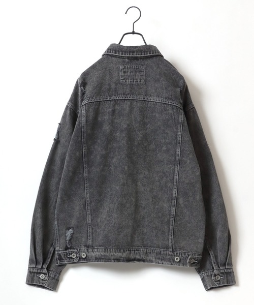 セール】ビッグシルエット ケミカルウォッシュデニム・ダメージ加工