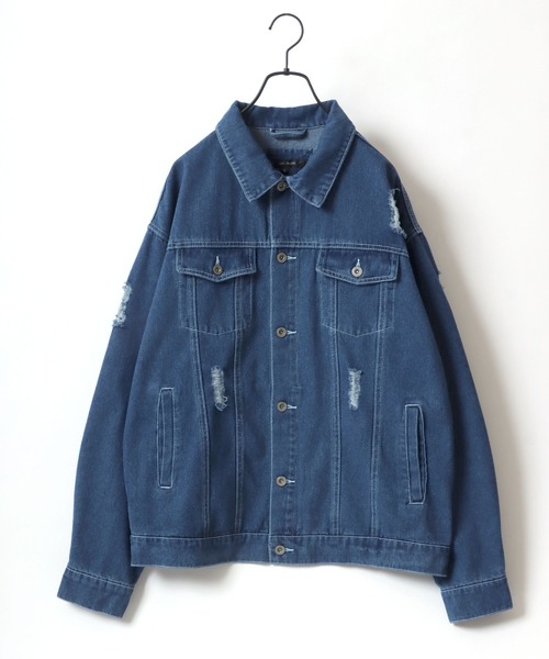 セール】ビッグシルエット ケミカルウォッシュデニム・ダメージ加工
