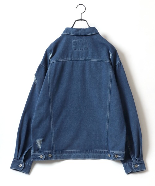 セール】ビッグシルエット ケミカルウォッシュデニム・ダメージ加工