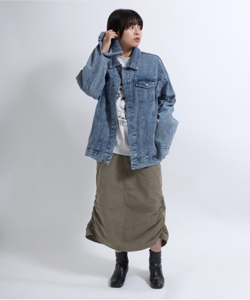 セール】ビッグシルエット ケミカルウォッシュデニム・ダメージ加工