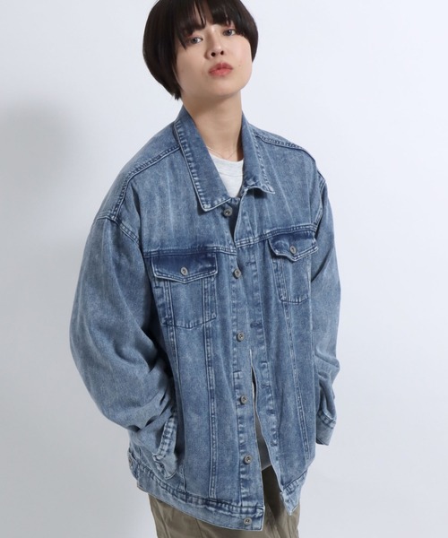 セール】ビッグシルエット ケミカルウォッシュデニム・ダメージ加工