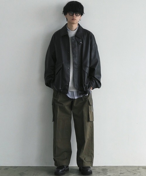 WYM LIDNM（ウィム バイ リドム）の「TUCK STRAIGHT HERITAGE CARGO（カーゴパンツ・メンズ・オリーブ/オフホワイト/ダークグレー・M/L/S）」の7枚目の写真