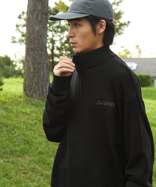 シーマリー カシミヤポロ襟フリンジ長袖ニット　黒40サイズ　新品未開封 セール】ポロ衿フロントボタンリブニット（ニット/セーター