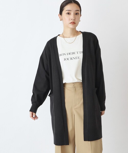 THE SHOP TK (ザ ショップ ティーケー )の「◆毛玉になりにくいベーシックミドル丈カーデ(カーディガン/ボレロ・レディース・ライトベージュ/ブルー/ブラック・12/13)」の1枚目の写真