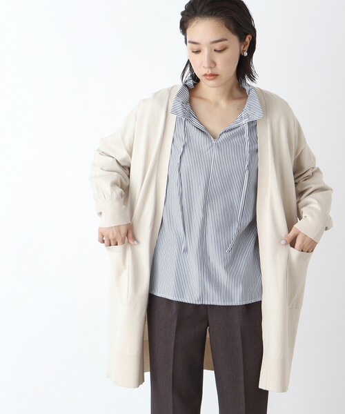 THE SHOP TK (ザ ショップ ティーケー )の「◆毛玉になりにくいベーシックミドル丈カーデ(カーディガン/ボレロ・レディース・ライトベージュ/ブルー/ブラック・12/13)」の14枚目の写真