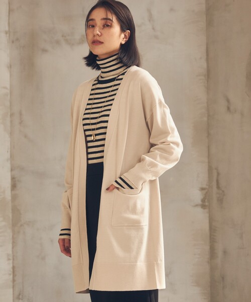 THE SHOP TK (ザ ショップ ティーケー )の「◆毛玉になりにくいベーシックミドル丈カーデ(カーディガン/ボレロ・レディース・ライトベージュ/ブルー/ブラック・12/13)」の2枚目の写真