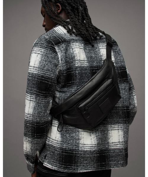 【美品】ALLSAINTS オールセインツ ウエストバッグ ウエストポーチ 黒 オールセインツウエストバックBUMBAG レザーブラック