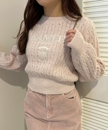 one after another NICE CLAUP | フロント刺繍ケーブルニット(ニット/セーター)