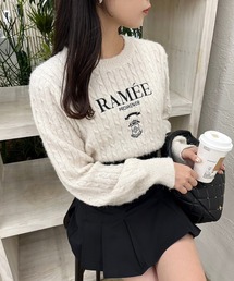 one after another NICE CLAUP | フロント刺繍ケーブルニット(ニット/セーター)