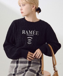 one after another NICE CLAUP | フロント刺繍ケーブルニット(ニット/セーター)