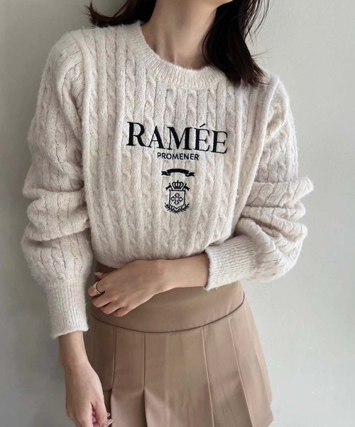 セール】フロント刺繍ケーブルニット（ニット/セーター）｜one after