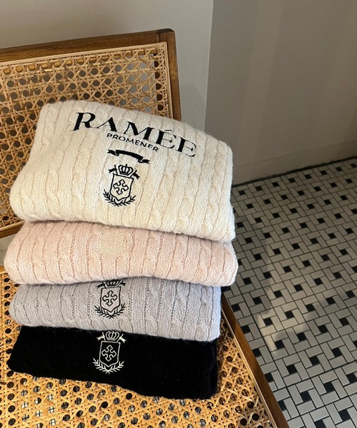 one after another NICE CLAUP(ワンアフターアナザーナイスクラップ)の「フロント刺繍ケーブルニット(ニット/セーター・レディース・アイボリー/ブラック/ピンク/ライトグレー・FREE)」の22枚目の写真