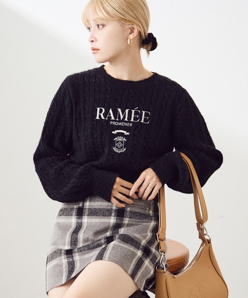 セール】フロント刺繍ケーブルニット（ニット/セーター）｜one