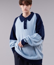 BICOLOR KNIT POLO / バイカラーニットポロ