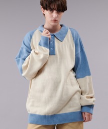 BICOLOR KNIT POLO / バイカラーニットポロ