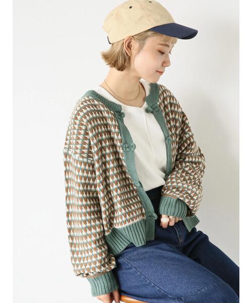 ehka sopo（エヘカソポ）の「柄アソートチャイナボタンカーディガン（カーディガン/ボレロ・レディース・ライトベージュ/レッド/グリーン/キナリ・F）」の5枚目の写真