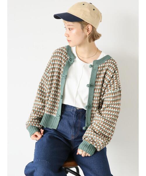 ehka sopo（エヘカソポ）の「柄アソートチャイナボタンカーディガン（カーディガン/ボレロ・レディース・ライトベージュ/レッド/グリーン/キナリ・F）」の6枚目の写真